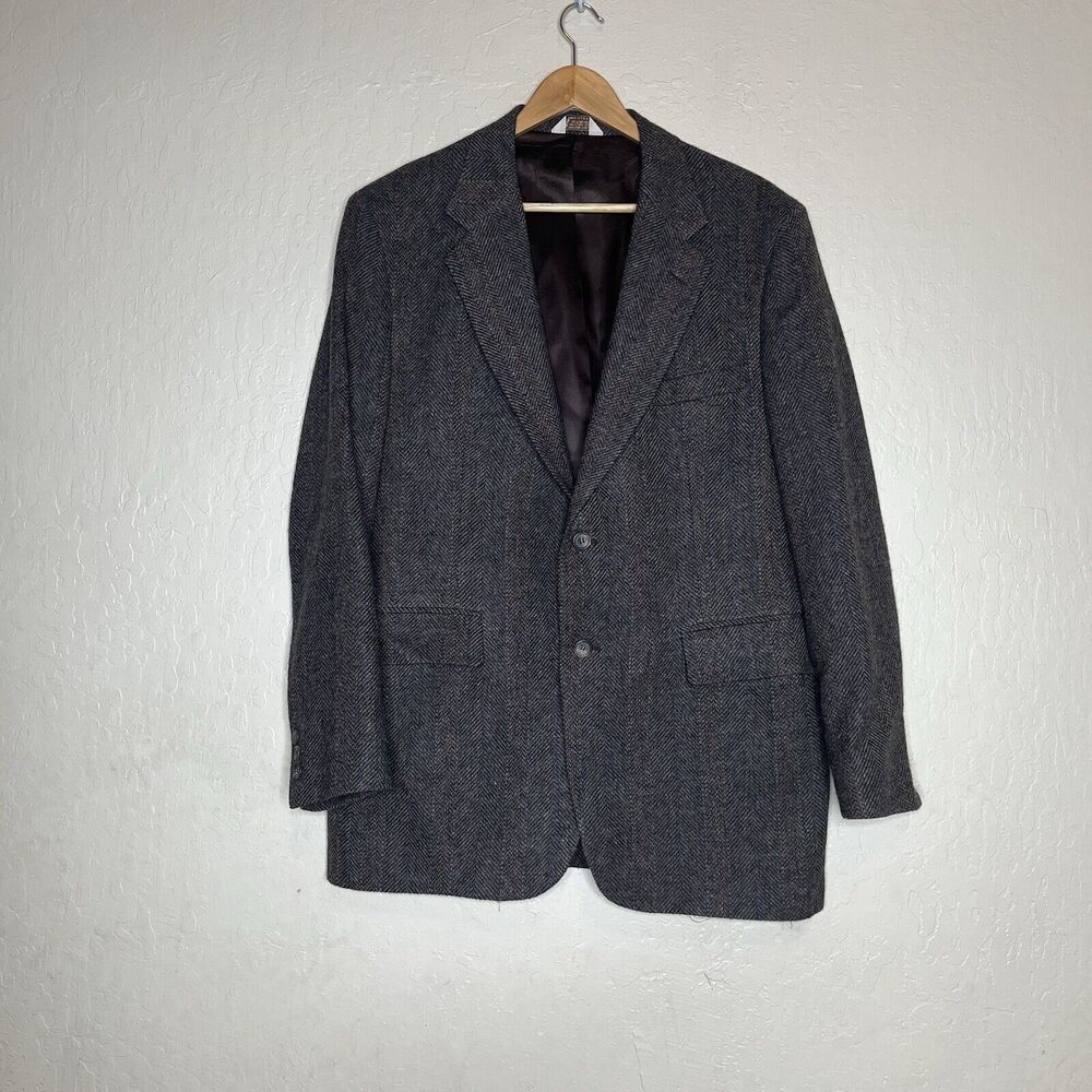 Christopher Hayes Gray Herringbone Tweed Wool Sports Blazer Jacket Mens Size 38